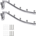Wall Hangers for Clothes Stainless Steel, Clothing Rack Folding, 2 Pack Wall Mount Laundry Hangers Metal Closet Rod Storage with Swing Arm Wardrobe Organizer Coat Hook for Bathroom, Bedroom, Kitchen