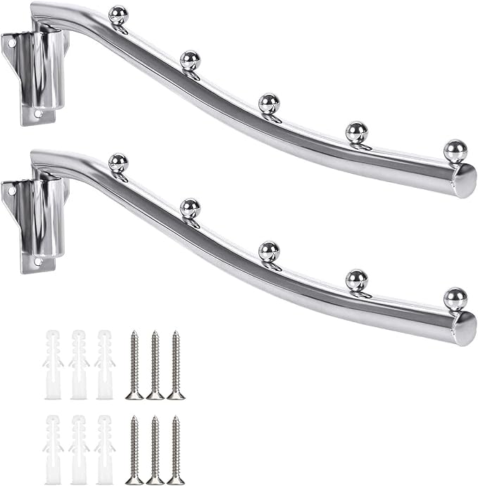 Wall Hangers for Clothes Stainless Steel, Clothing Rack Folding, 2 Pack Wall Mount Laundry Hangers Metal Closet Rod Storage with Swing Arm Wardrobe Organizer Coat Hook for Bathroom, Bedroom, Kitchen