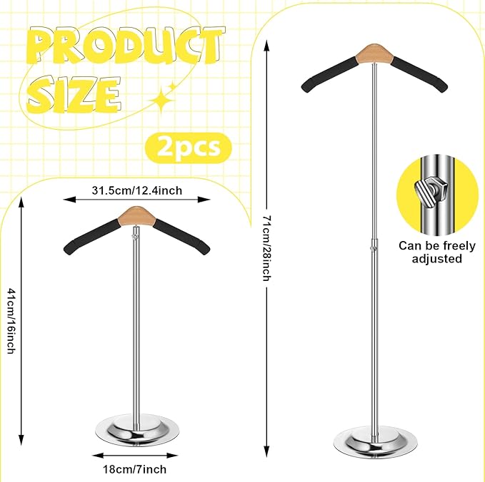 Sintuff Adjustable Child T Shirt Display Flexible Shoulder Stand Shirt Rack Portable Hanging Black Metal Clothes Hanger Rack for Clothing Garment Coat Retail Vendor, Height 16-27.9 Inch (2 Pcs)