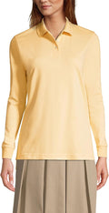 Lands' End School Uniform Kids Long Sleeve Interlock Polo Shirt