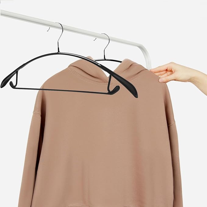 Nature Smile Non Slip PVC Coating Sweater Hangers,Dress Suit Coat Hangers,Wide Shoulder Bump Free Golf T Shirts Clothes Hangers (Black Color 20 Pack)