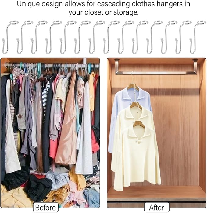 50pcs Hanger Connector Hooks, Clothes Hanger Organizer Space Saving Hanger Extender Hooks, Stacking Hanger Hooks Connection Hook, Closet Organizers and Storage Utility Hooks