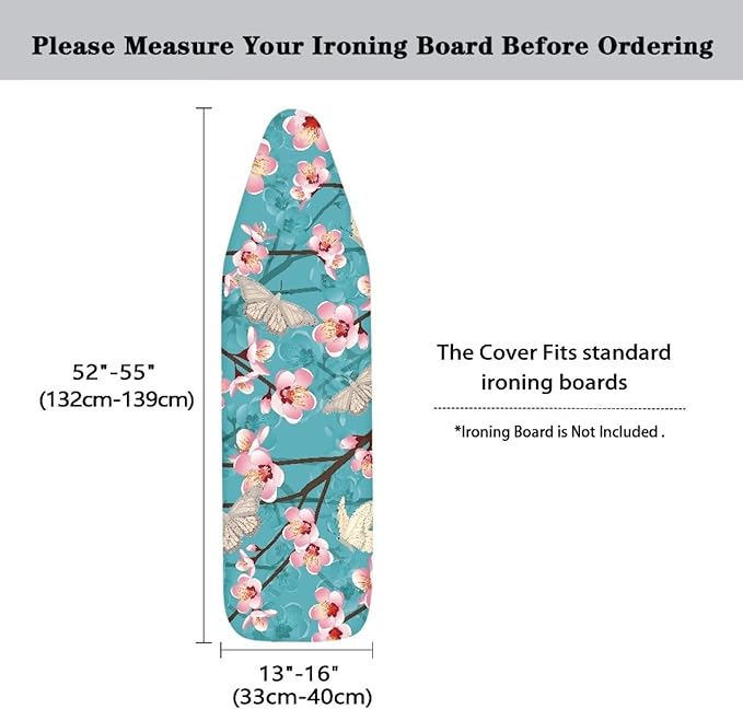 Flashideas Pink Flower Ironing Board Cover and Pad 15 x 54 Heavy Duty Iron Board Covers Standard Size Padding Decorative Covers for Most Iron Boards Ironing Pad Cover