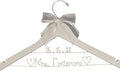 Bride Wedding Dress Hanger Gold Wire Writing, Personalized, Mrs., Choice of 10 Bow Colors - Bride Name - Quality White or Dark Wood Hanger with Notches - Bridal Gift with or Without Wedding Date
