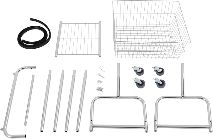 Laundry Cart,Steel Wire Laundry Cart,Laundry Basket With Wheels,Commercial Laundry Basket Cart Heavy Duty with Rod Rack 19.69x15.75x70.87in (C)