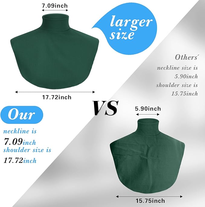 Turtleneck Dickey Extra Large Fake Collar Detachable Dickey Collar Half Mock Turtleneck for Men Women
