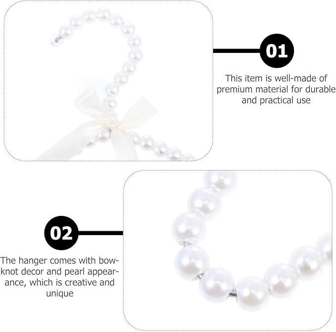 Ciieeo Artificial Pearl Clothes Hangers with Bowknot Decorative Design for Home Closet Organization Multipurpose Hangers for Suits Coats Dresses and Sweaters