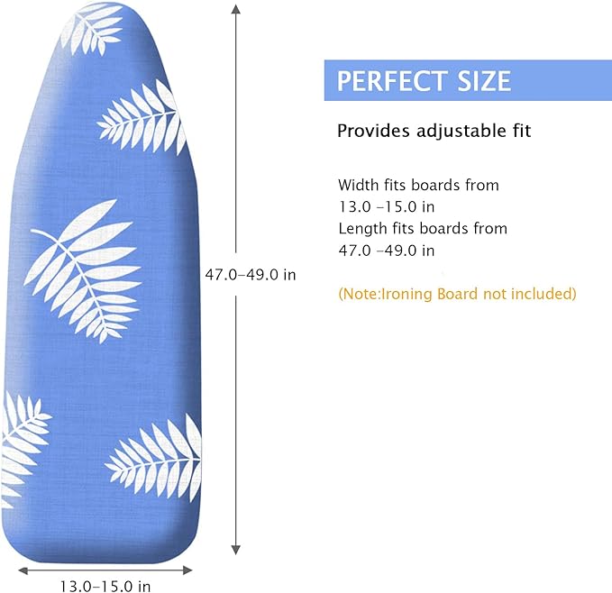 SheeChung Ironing Board Cover and Pad 15 x 49 Inch,Iron Board Cover with Elastic Edge & Adjustable Fastener,4 Layers Covers Resist Scorching and Staining Extra Thick Padding