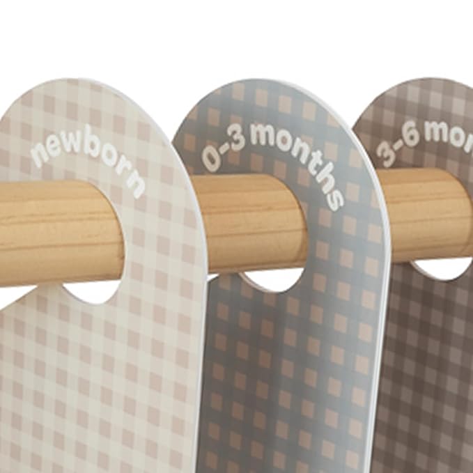 3 Sprouts Baby Closet Dividers Set of 8 - Toddler Clothes Organizer Hanger, Double-Sided Size Labels - Nursery Organization for Newborn Clothing, Infant, Boy & Girl - Gingham