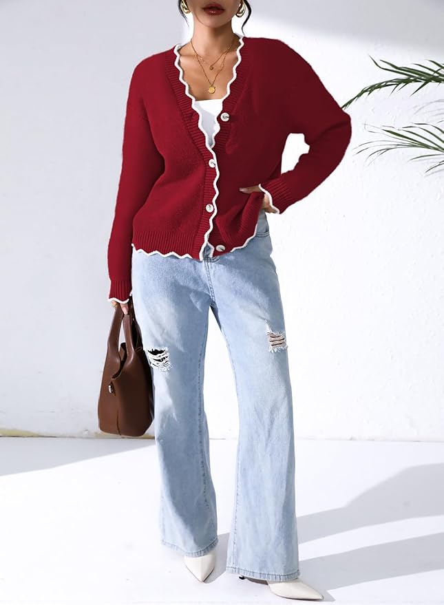 Pink Queen Fuzzy Sweater Cardigan for Women 2025 Fashion Long Sleeve Flower Outerwear Button Down Open Front Cardigan Coat