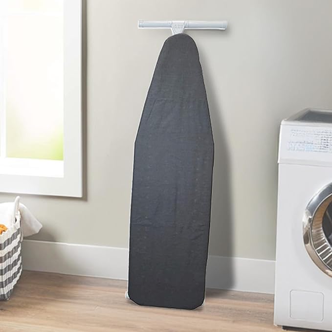 Homz T-Leg Clothes Ironing Board, Portable Compact Foldable Standard Size Adjustable Height with Foam Pad & Cotton Cover, Charcoal Gray