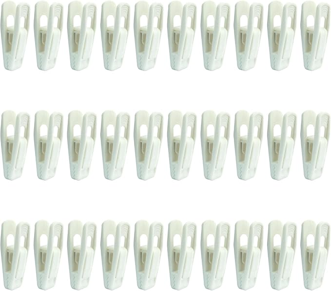 30 Pack Ivory Velvet Hanger Clips, Strong Hanger Clips Perfect for Organizing Skirts/Pants/Thin Felt Hangers