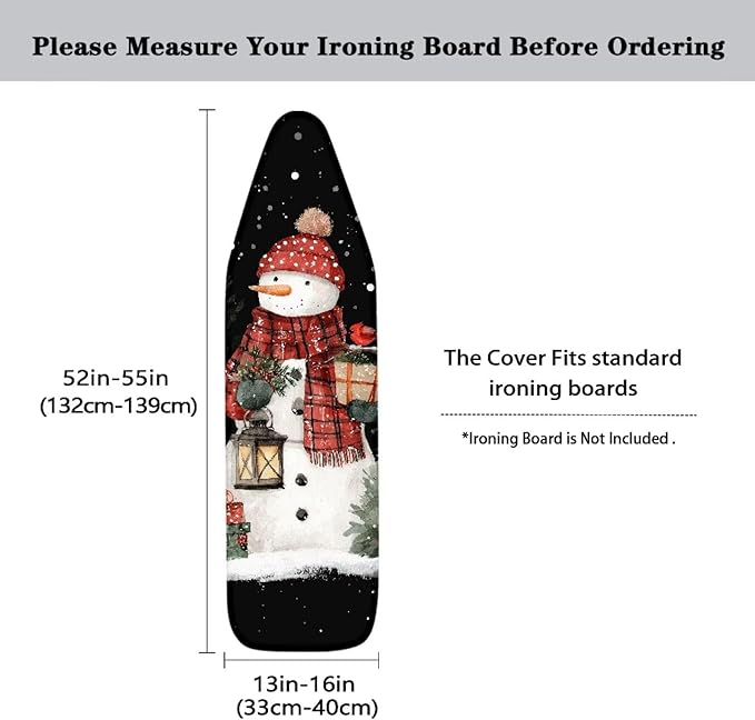 SEANATIVE Christmas Snowamn Ironing Board Cover and Pad Soft Stretchy Iron Pad Covers Home Decorative Ironing Board Replacement Covers