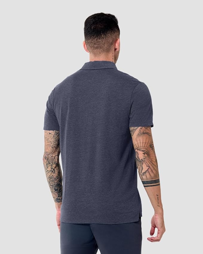 INTO THE AM Polo Shirts for Men - Slim Fit Short Sleeve Collared Shirt S - 4XL Fitted Collar Polos for Work