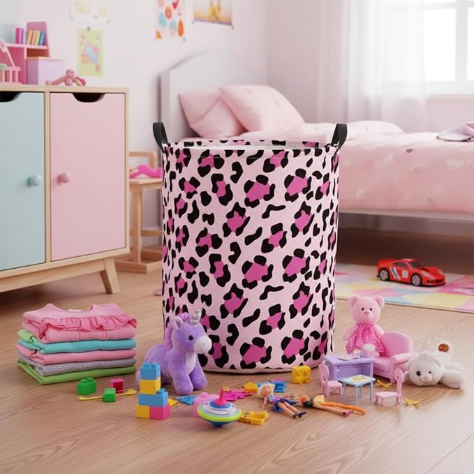 Baby Laundry Basket Baby Nursery Hamper Kids Laundry Basket Toy Storage Bin for Boys Room Decor Gift Baskets for Bedroom Bathroom(Leopard)