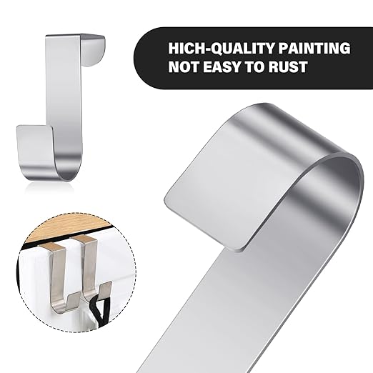Hotop 12 Pcs Over The Cabinet Drawer Door Hooks 1.12 Inch for Hanger in The Cabinet Decoration Hooks Sturdy Metal Z Shaped Hanger Peg for Bathroom Clothes Towel(Silver)