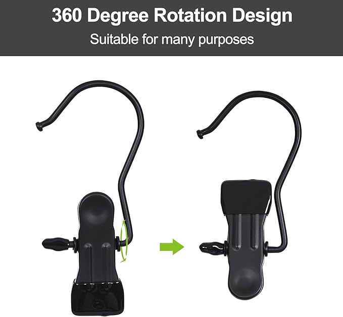 BEWISHOME 50 PCS Boot Hangers for Closet, Laundry Hooks with Clips, Boot Hanging Hold Clip, Clothes Pins, Space Saving Portable Travel Hangers Clip, Jeans, Tall Boots, Towel, Black FYC50B