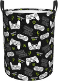 Game Controllers Pattern Round Laundry Hamper Gaming Joysticks Gamepad Storage Basket Toys Clothes Organizer Bin For Home Bathroom Bedroom Dorm Nursery, 38l