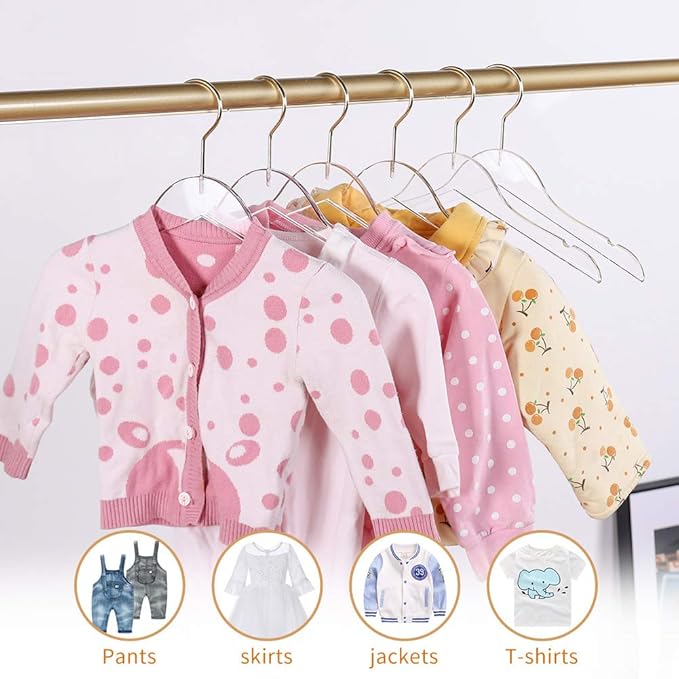 20 Pack Clear Acrylic Children's Hangers for Kids, Baby, Toddler, Infant Clothes Closet - Premium