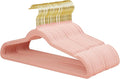 ManGotree Velvet Coat Hangers, Non-Slip Felt Suit Hangers, Ultra-Slim Space Saving Clothes Hanger with 360° Swivel Golden-Plated Hook, 36 Pack (Light Pink)