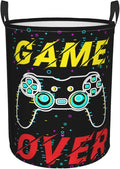 Gamer Funny Round Laundry Hamper Game Joystick Storage Basket Toys Clothes Organizer Bin For Home Bathroom Bedroom Dorm Nursery, 38L