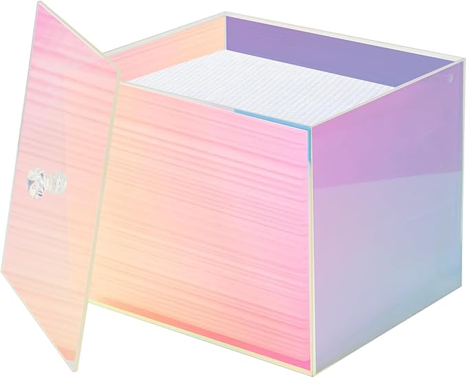 Weiai Face Towel Box, Acrylic Facial Disposable Towelettes Holder Container for XL Face Towels and Protects from Dust, Rainbow