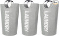 3 Pack 90L Laundry Baskets, Waterproof Hamper with Foam Protected Aluminum Handles - Light Grey