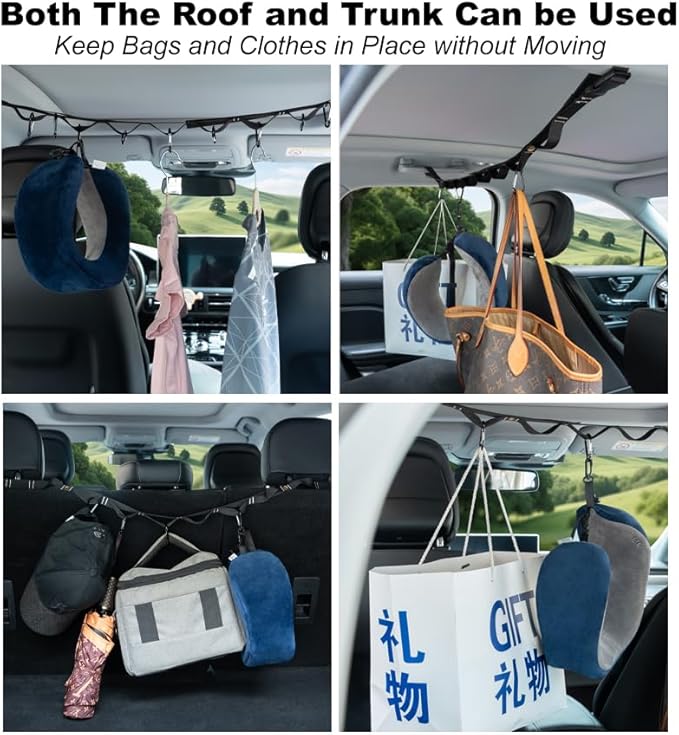 Car Clothes Hanger,Clothesline Clothes for Cars,Car Rear Multifunctional Hanging Clothes Hanger for Outdoor Travel Clothes Hanging Organizer for Car, SUV, Truck (1)