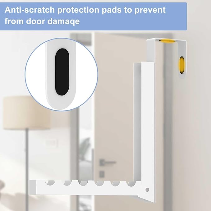 Over The Door Clothes Hanger Drying Rack Clothing,2 Pack Laundry Drying Rack Wall Mount,Portable Folding Hanging Coat Hook for Clothes/Towel/Hat for Laundry Room/Bathroom/Bedroom/Washroom/Travelling