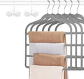 Tinfol 6pc Velvet Pant Hangers - Gray Space Saving Non-Silp Hangers, Jeans Slack Trousers Hanger, Multi Layer Clothes Hanger Closet Organizer for Clothes