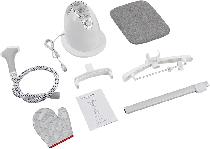 Standing Garment Steamer with Ironing Board,Adjustable Height Standing Steamer - 1.4L Water Tank,Fast Heats in 45s, Double-Insulated Steam Hose (White)