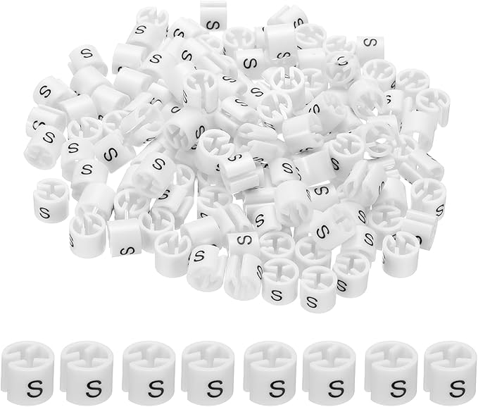 PATIKIL 300 Pcs Clothes Hanger Markers S Fit Rod Garment Size Tag Hanger Clips Round Color Coding Label for Clothing, White