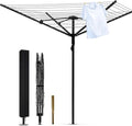 Umbrella Clothesline Outdoor |165 Feet Heavy Duty Rotary Outdoor Umbrella Drying Rack with 4-Aluminum Arms and Steel Post 12-Lines | Adjustable Height & Retractable Clothes Drying Rack for Backyard