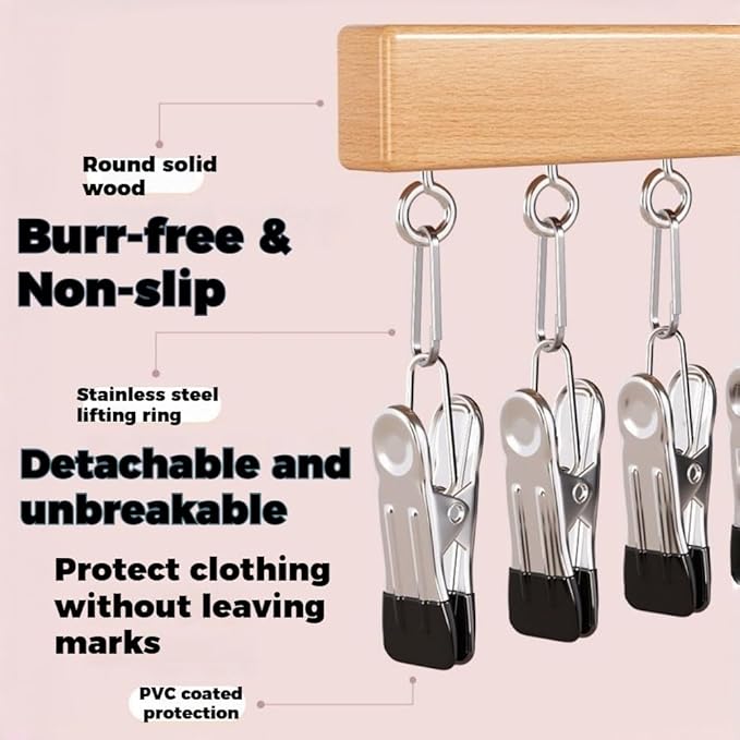 2026 New Closet Organizer with 10 Clips - Space Saving Hanging Closet Organizer, 12 Clips, Closet Organizers and Storage, 360° Rotating, for Jeans, Hats, Shorts, Socks (（Brown+Nature）*6)