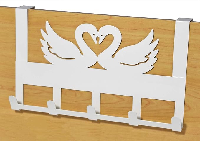 Mango Steam Over-The-Door Organizer Hanger for Towels, Hats, Hoodies, Coats, Backpacks, & Keys (Swan, White)