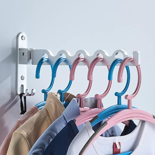 Small Wall Clothes Rail, Aluminium Foldable Drying Rack Hook 90° Rotation Coat Hanger for Laundry Bathroom Balcony (1ps Silver Fixed Seat)
