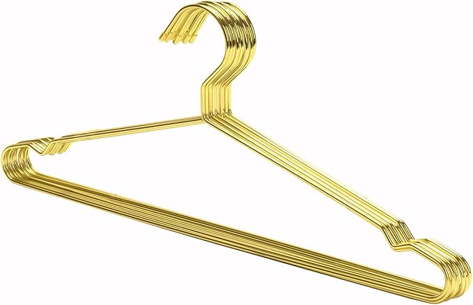 Nature Smile 45CM Heavy Duty Metal Hangers, Space Saving Suit Hangers, Metal Clothes Hangers, Coat Hanger, Standard Suit Hangers Ideal for Everyday Use, 10 Pack, Gold