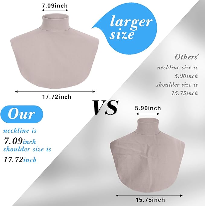Turtleneck Dickey Extra Large Fake Collar Detachable Dickey Collar Half Mock Turtleneck for Men Women