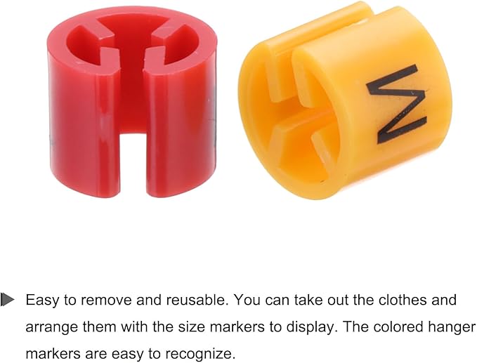 MECCANIXITY Clothes Hanger Marker XS/S/M/L/XL/2XL Size Tag Fit 3mm Rod Multicolor for Garment Clothing Color Coding, 300Pcs