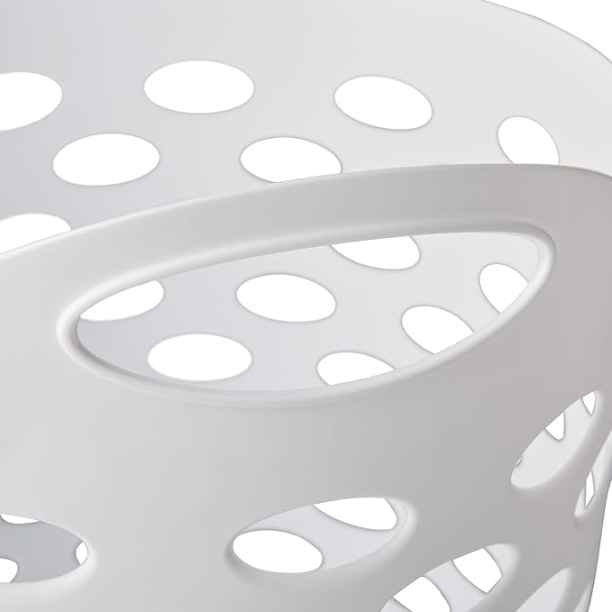 Flexible Laundry Basket,Tall plastic hamper for Clothes, Bedroom, and Storage - Portable Round Bin with Carry Handles 17.75" x 17.25" x 26", White