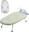 Mini Ironing Board Tabletop Ironing Board Compact Foldable Iron Board Thick Steel Tube with Heat Resistant Covers, Iron Rest for Dorms, Apartment and Travel (Green Leaf)