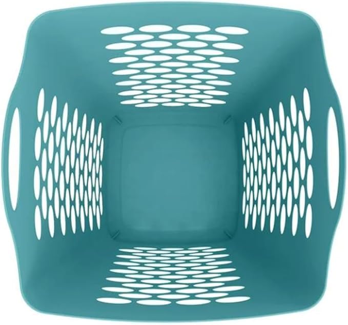 2 Bushel Ultra Easy Carry Plastic Laundry Basket, Flexible Square Laundry Hamper With 2 Sturdy Handles, Dirty Clothes Laundry Hamper Bin for Home, Apartment, or Dorm Room, Teal