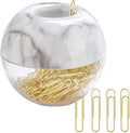 NatSumeBasics Marble Paper Clip Holder Magnetic Cute Paper Clips Dispenser with 100 Gold Paperclips for Desk Organizer Accessories Supplies (Marble)