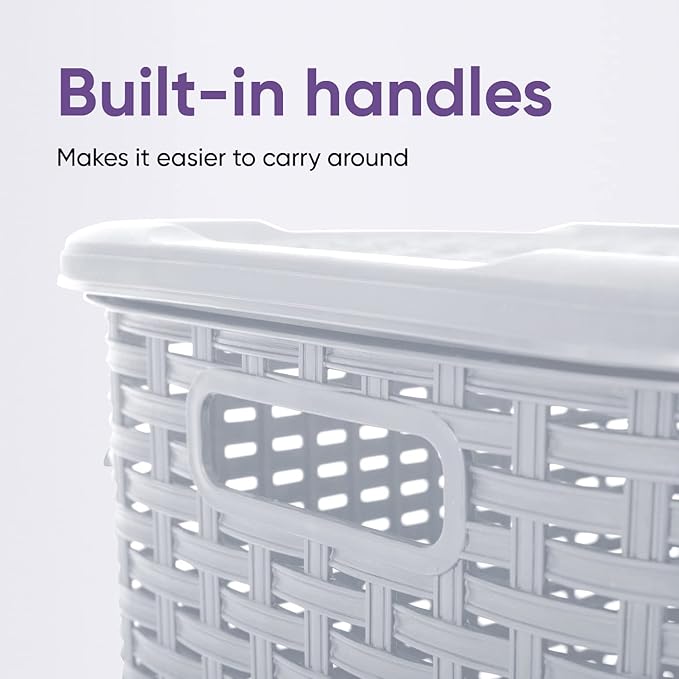 Superio Slim Deluxe Laundry Hamper Wicker, 60 Liter Ivory, Beige, Model:502-503-504