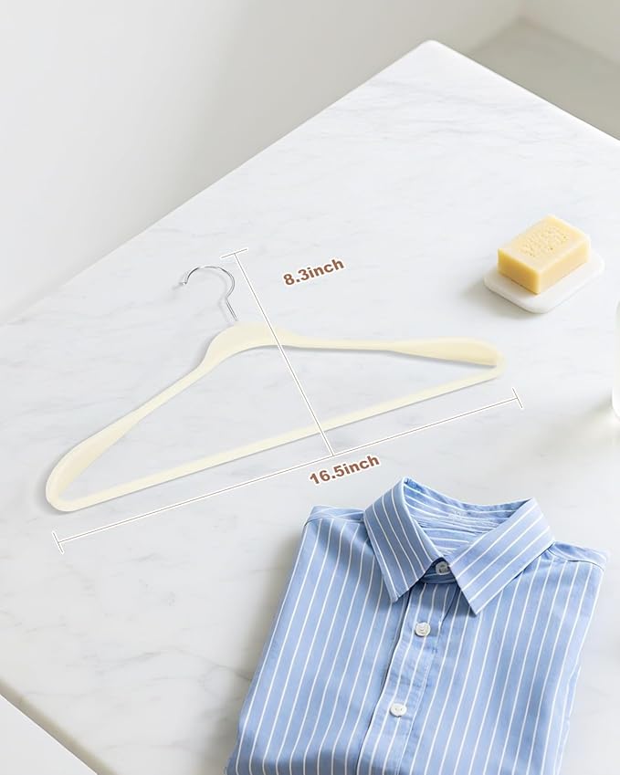 10 Pack Sweater Hangers No Shoulder Bump - Heavy Duty Coat Suit Hangers - Wide Shoulder Thick New Velvet Clothes Hanger - Non Slip Clothing Hanger for Sweaters, Jacket, Wedding Dress, Shirt, Closet