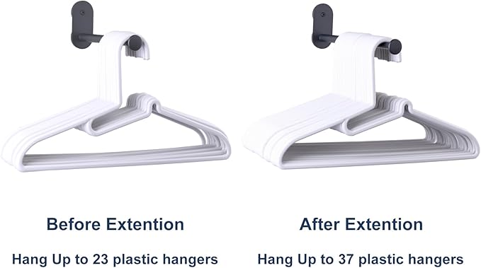 Extendable Magnetic Hanger Holder for Laundry Room, Clothes Hanger Orangizer Rack for Side of Washer or Dryer, Space Saving Laundry Storage, Black Pack of 2