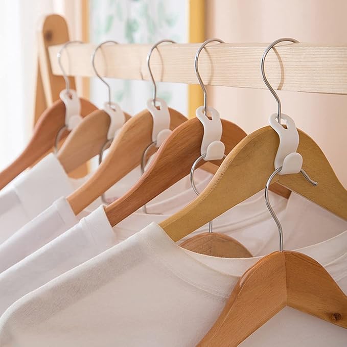 50 Pcs Clothes Hanger Connector Hooks Cascading Hanger,Multi-Function Plastic Heavy Duty Closet Hanger Extender Clips for Space Saving Outfit Hangers, White