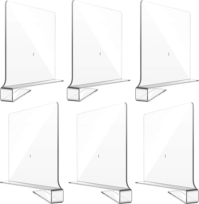 12 Pieces Clear Acrylic Shelf Dividers for Closet Organization Transparent Closet Shelf Divider Organizer Multi Functional Wood Closet Separator for Storage in Bedroom, Kitchen, Office