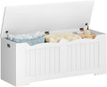 47.2" Storage Chest, Extra Large Storage Bench Trunk with 2 Hinges, Wooden Box, Lift-Top Chest Organizer, Shoe Bench for Entryway, Bedroom, Living Room, White SB28603X