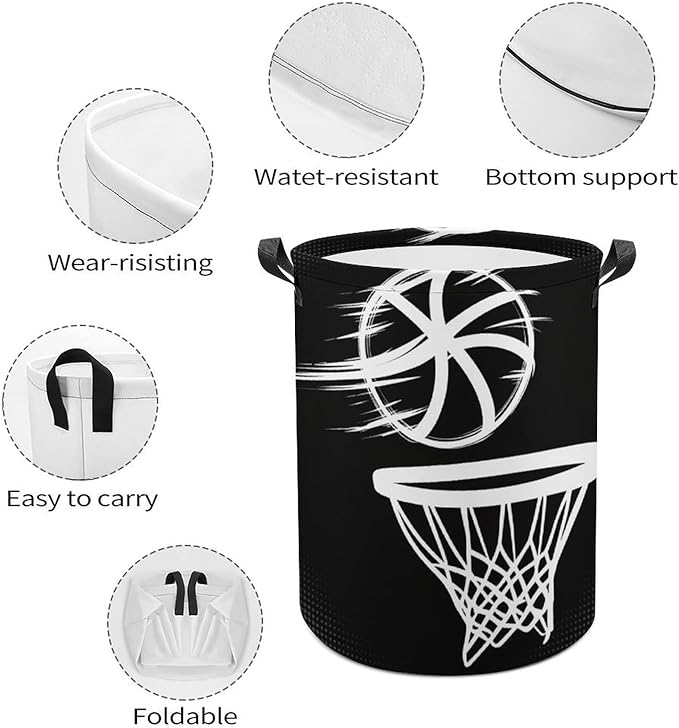 Basketball Laundry Basket Boys Room Decor Boys Hamper Toys Dirty Clothes Storage Bin Organizer for Kids